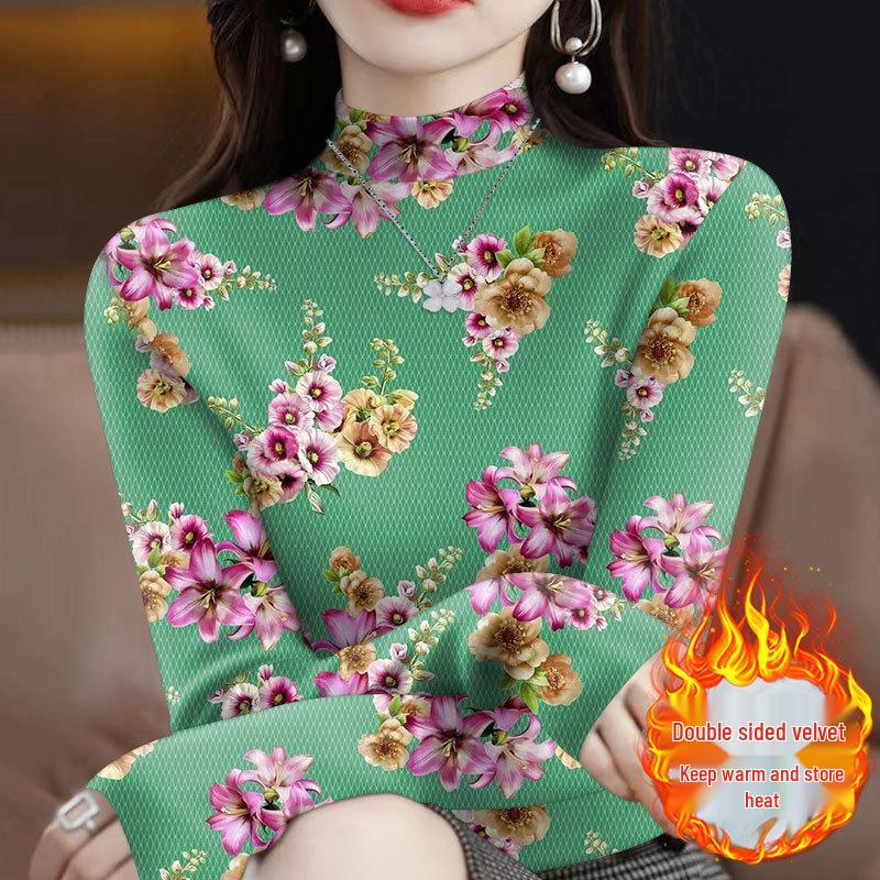 

Women s Thermal Ribbed Base Layer Shirt: Mid-Age & Elderly, Autumn-Winter, Half-High Collar, Long Sleeve, Fashionable, Slimming, Tummy-Concealing. 2XL (suggested 120-135 jin)
