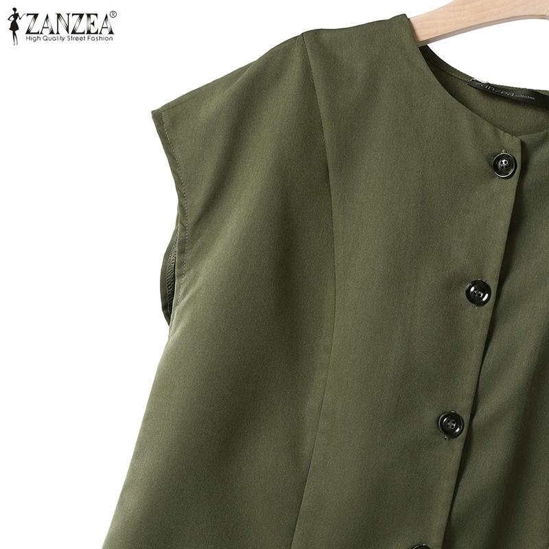 ZANZEA Lässiges Zweiteiler-Set aus ärmelloser Bluse und Shorts für Damen