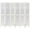 6 Piece Room Divider White Solid Paulownia Wood