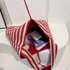 Bow striped canvas bag women lazy large capacity lightweight shoulder messenger bag