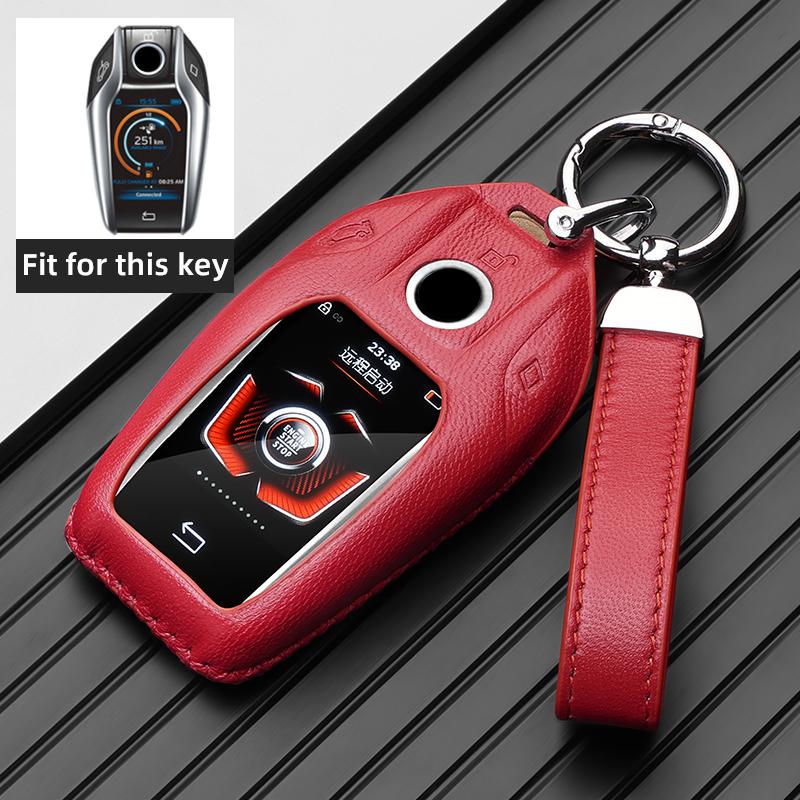 Leather Car Key Case LCD Smart Remote Cover LED Display Shell Fob for BMW G11 G12 G30 G31 G01 G02 5 7 Series X5 X7 M5 M8 M760Li