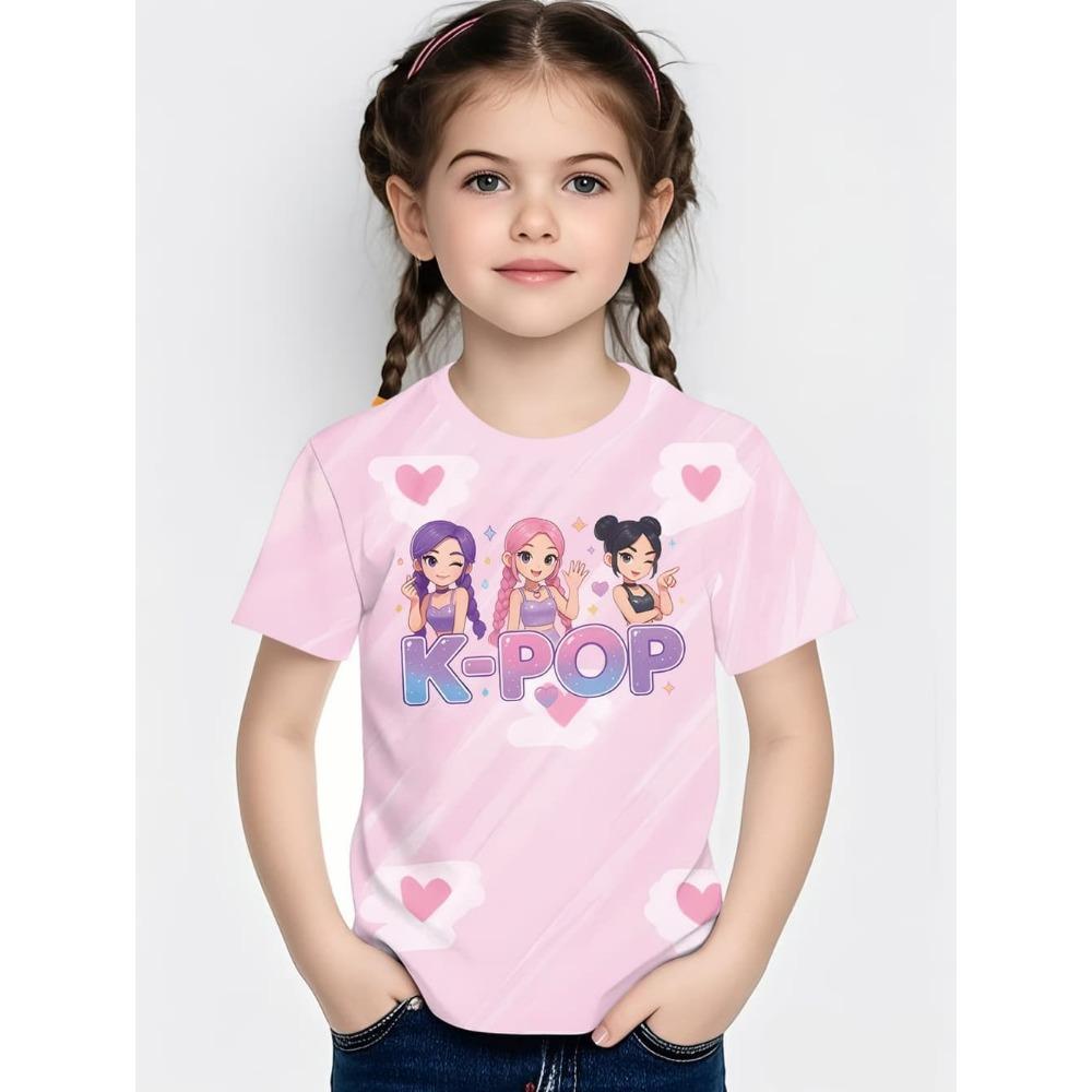 

Kpop Cartoon Print Graphic Kids T-Shirts Funny Gift for Fans Harajuku T-Shirts Summer Tops Short Sleeve Tops Children s Clothing 100