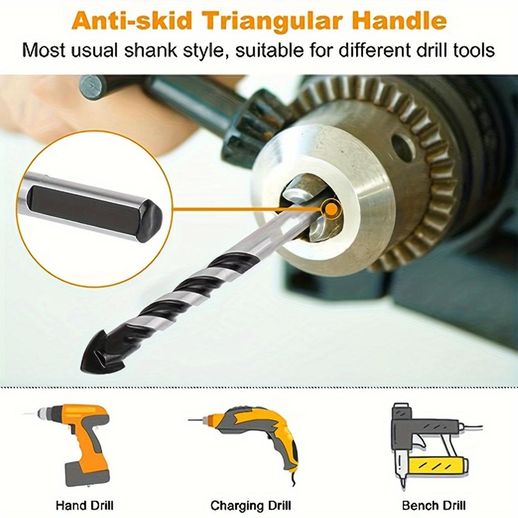 9pcs Professional Masonry Drill Bit Set for Glass/Brick/Plastic/Cement/Wood/Tile/Etc, Industrial Strength Carbide Drill Bit Tip