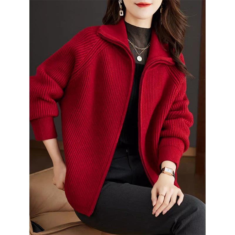 Knitted Jacket for Women In Autumn Early Spring Zippered Tops Fashionable Jacket
