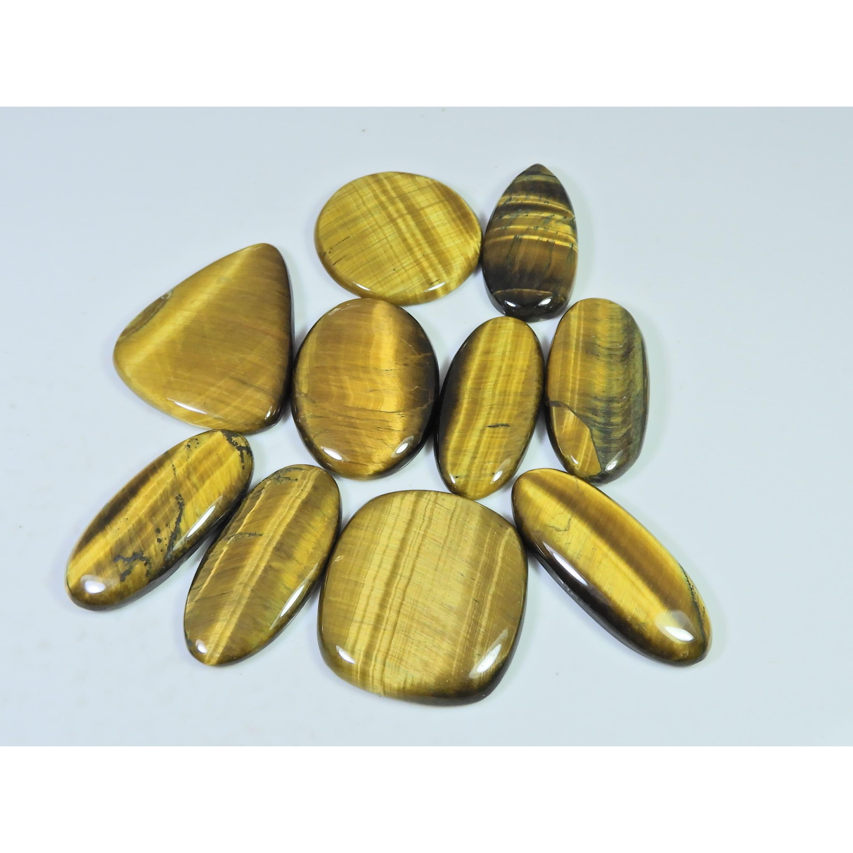 

325Cts. Natural Tiger Eye Mix Cabochon Loose Gemstone 10Pcs Lot 34-37 MM C-730