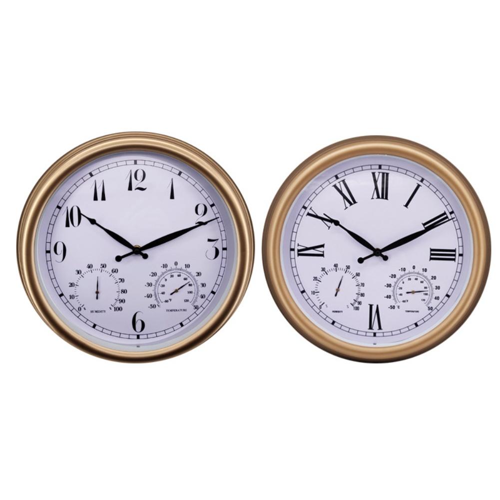 15 Inch Wall Clock Battery Operated Silent Non Ticking with Temperature Humidity Meter Suitable for Indoor Outdoor Use
