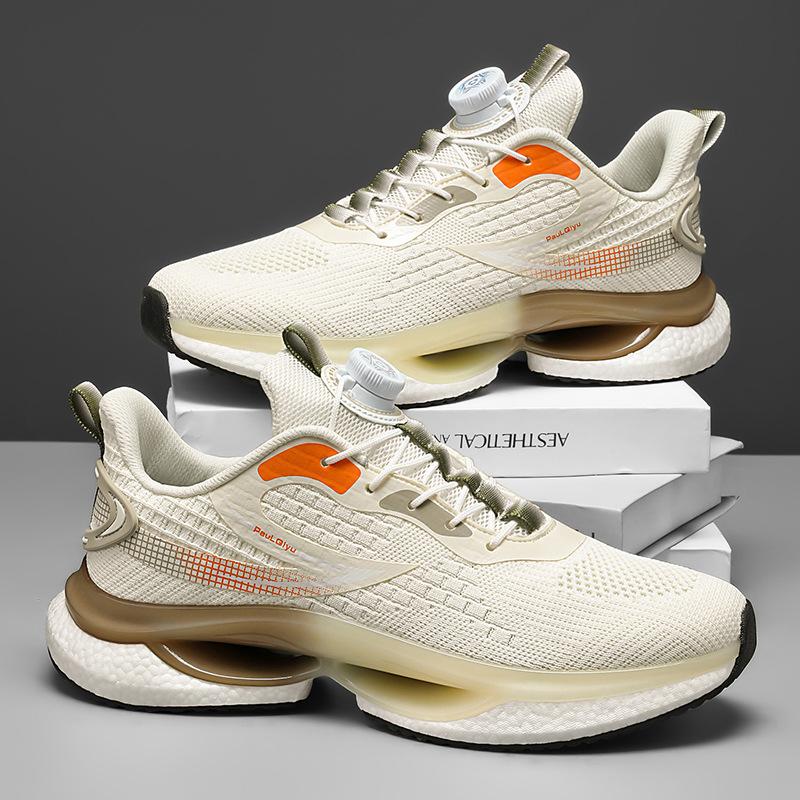 New men's shoes rotating button running shoes popcorn shock absorbing sports shoes breathable casual sports trendy shoes men