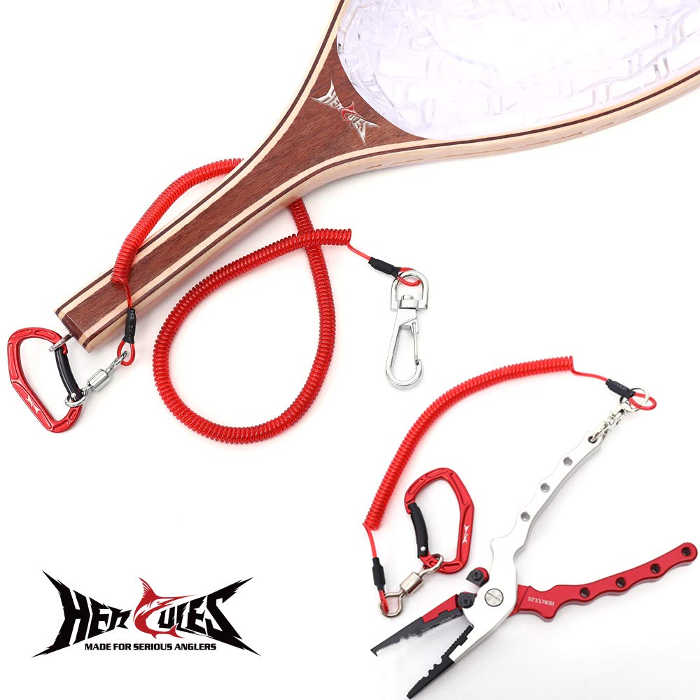 HERCULES Spiral Curly Wire Extends to 27kg Weight Fishing Rod Stretchable Safety Wire Coil Leash Fishing Rod 1 x 44cm 1 x 15cm Cord, Cord,