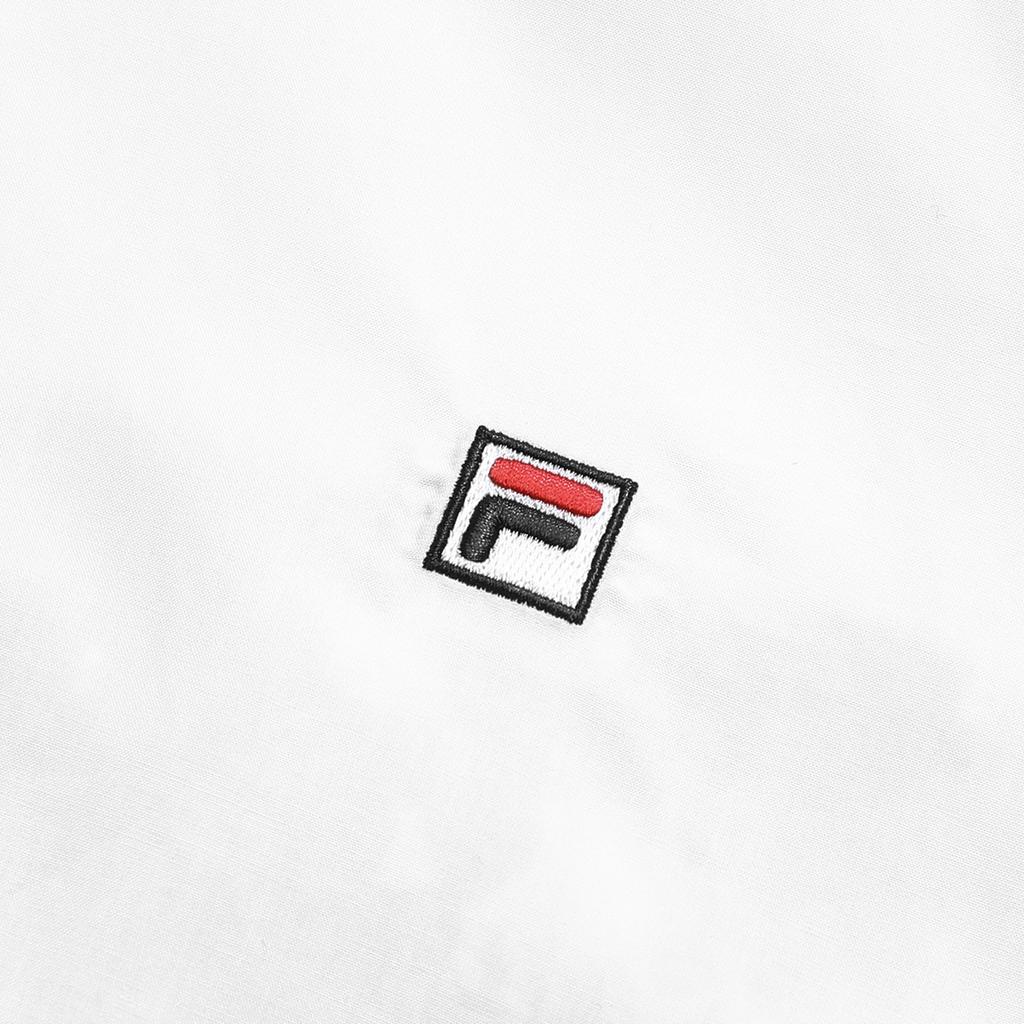 FILA Plant Print Fashion Casual Loose Woven Polo Long Sleeve Shirt Women shirts White F11W328401FWT