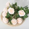 Single Of Bouquet Nine Head Roses Artificial Fake Flowers Wedding And Home Decor
