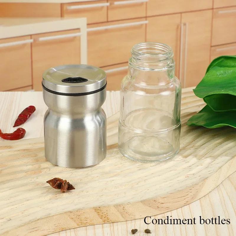 Glass Salt Jar Pepper Shakers with Adjustable Pour Holes Stainless Steel Salt Shaker  Pepper Shaker Farmhouse Salt Jar