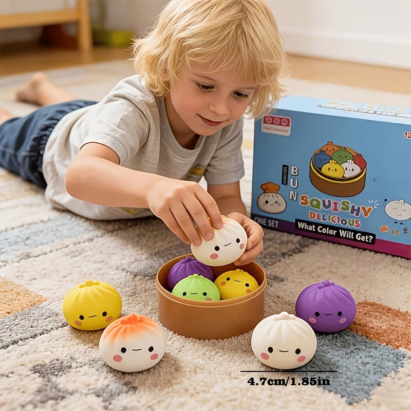 

1PC Colorful Steamed Bun Squishy Toy with Steamer Basket,Sensory Fidget for Kids, School Prize Party Favor Birthday Holiday Gift светло-серый