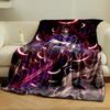 Crescent moons, glowing eyes on a fiery sword, and purple flame patterns. for all seasons blanket lunch break throw gift