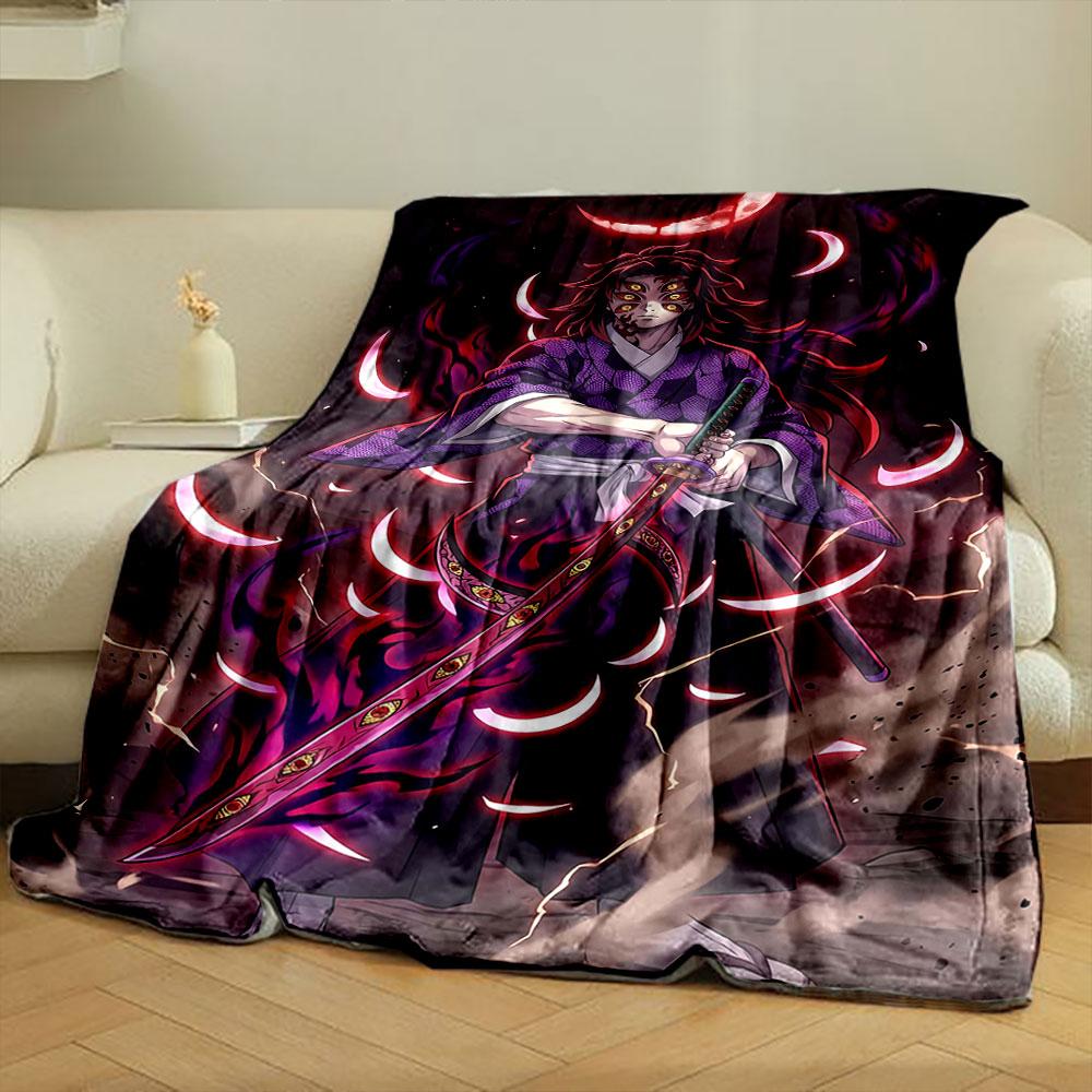 Crescent moons, glowing eyes on a fiery sword, and purple flame patterns. for all seasons blanket lunch break throw gift