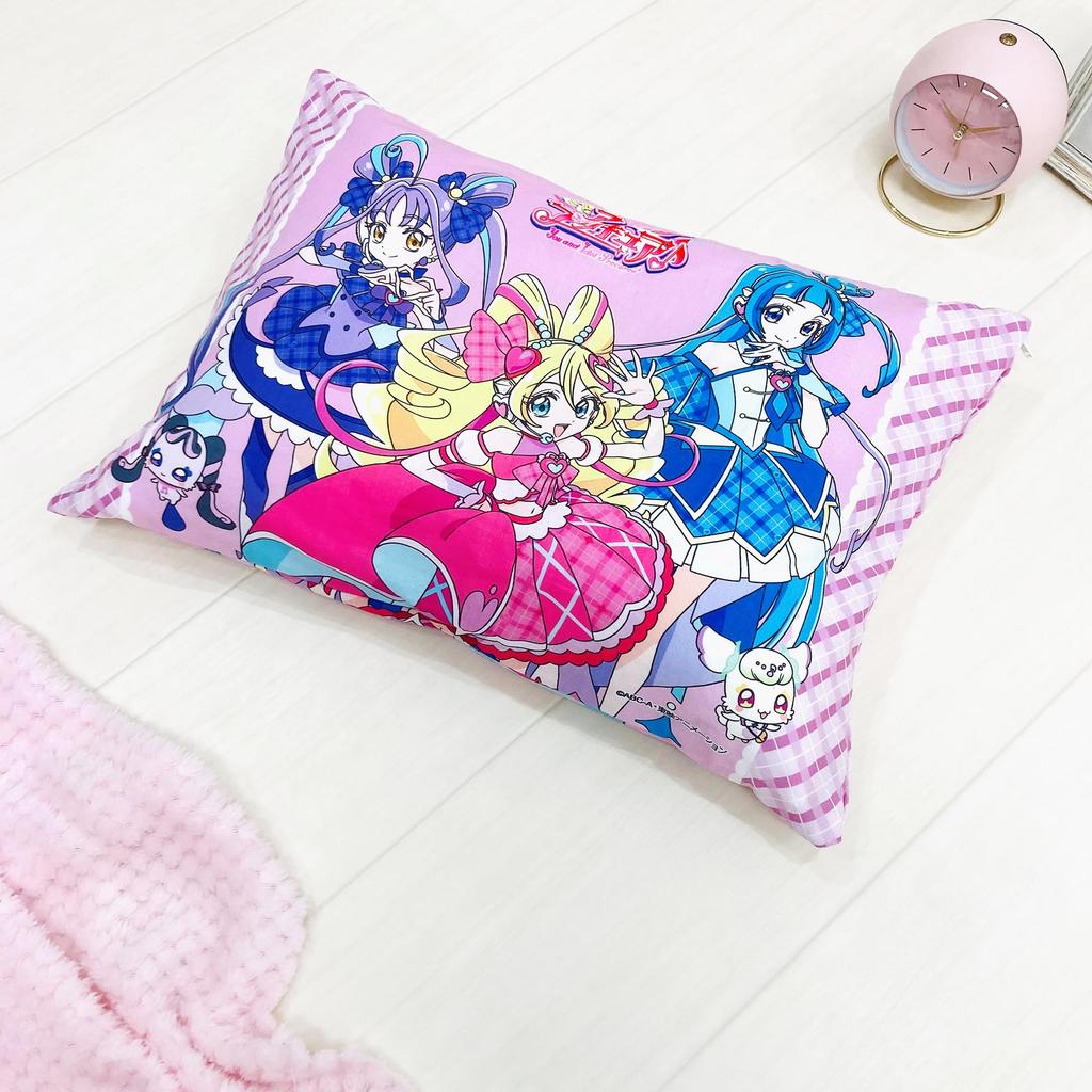 MORIPiLO PreCure Pillow Cover and Idol Pink Pillow Cotton Washable Plush Cushion Goods Toy Cute Low Small Soft 40x30x10cm Character Pillow Morishita