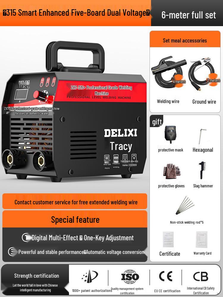 Delixi 315/400 Industrial Welder, Dual Voltage 220V/380V, Small All-Copper Automatic for Household & Industrial Use
