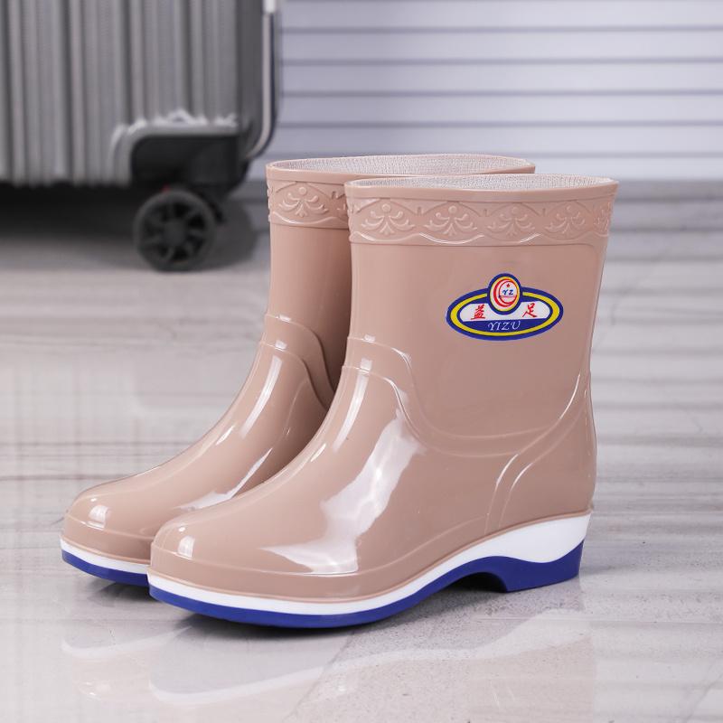 

Mediumtop water thicksoled hightube lowtube thick lowtop rain shoes Injection pressure shoes Women s fourseason velvet 36