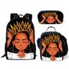 Classic Popular Novelty Cute African girl 3D Print 3pcs/Set pupil School Bags Laptop Daypack Backpack Lunch bag Pencil Case