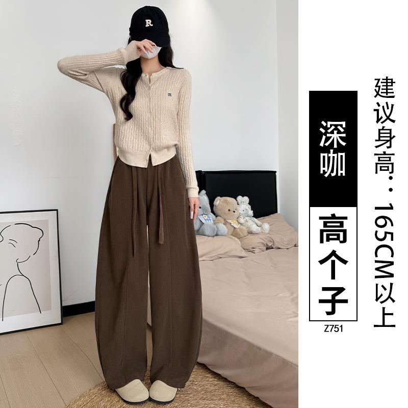 White Wide-leg Pants Women's New Autumn Velvet Thickened Loose Lazy Wind Straight Casual Corduroy Pants