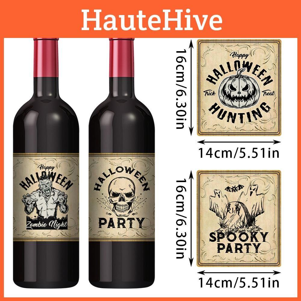 Halloween Bottle Vintage Labels With Pumpkin Face Stickers Party Venue Decor