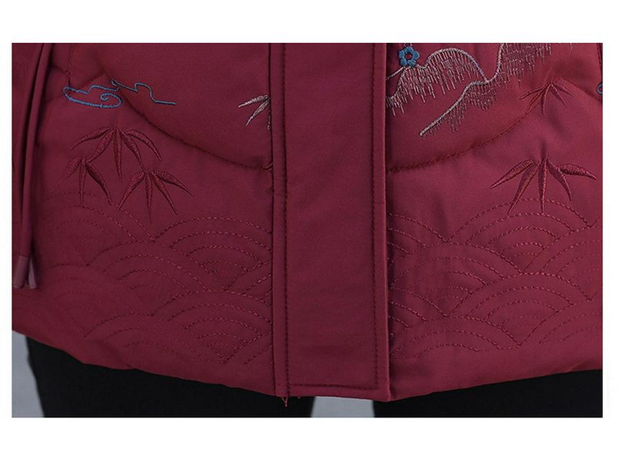 2025 Winter Velvet & Thickened Down Jacket for Elderly Women - Hooded, Warm, and Comfortable for Moms