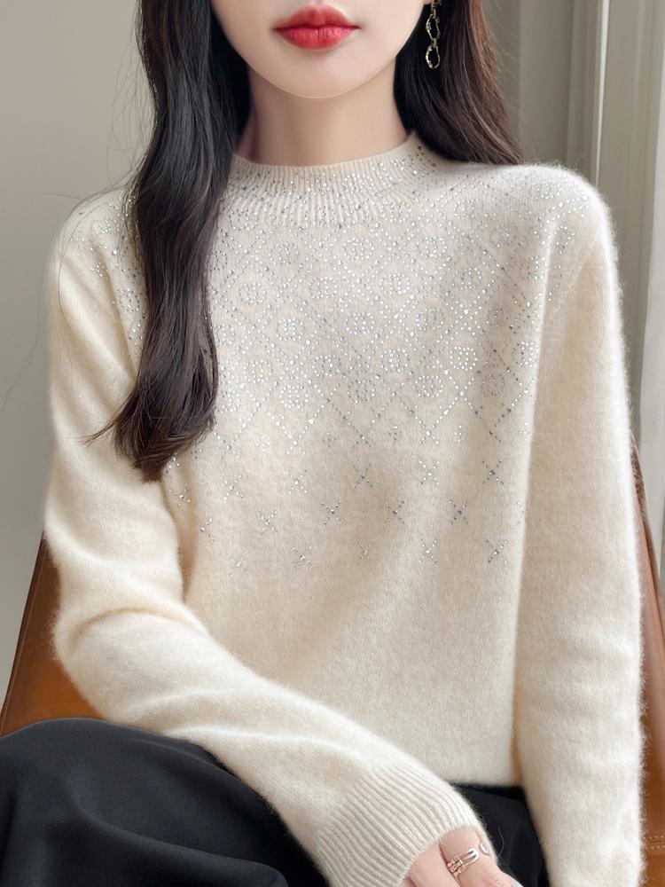 Women's Cashmere Sweater Qinghe Cashmere 30% Cashmere 70% Wool Autumn and Winter Cashmere Pullover Soft and Warm