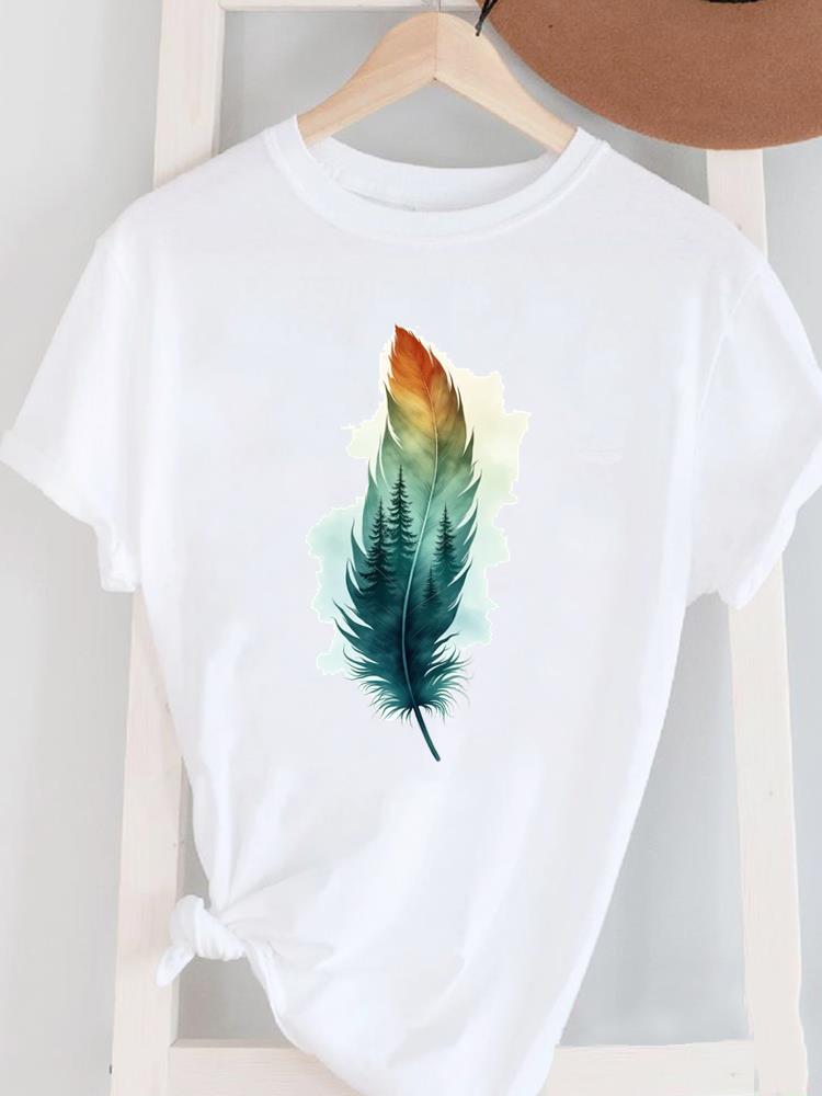 (Asian Size) Short Sleeve Women's Top T Female Print  Fashion ladies O-neck Casual trend lovely flower cute Clothing  Graphic Tee T-shirts
