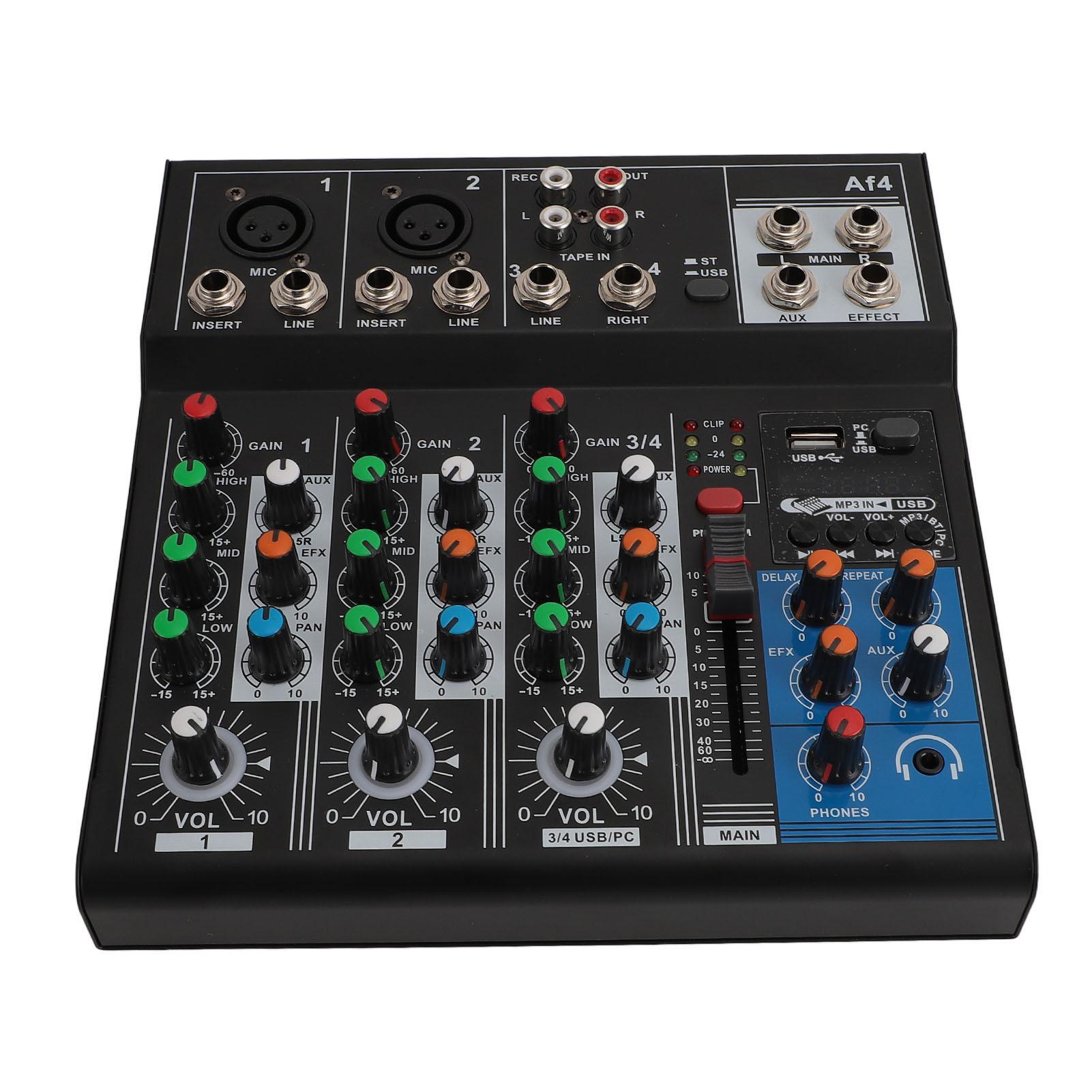 

4-канальный профессиональный микшерный пульт для записи на компьютере без привода, звуковая плата USB, стереомикшерный пульт для