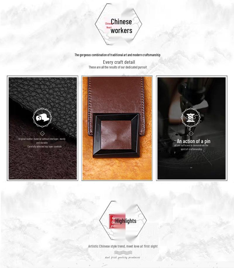 Vintage Tree Bark Leather Multifunction Crossbody Handbag