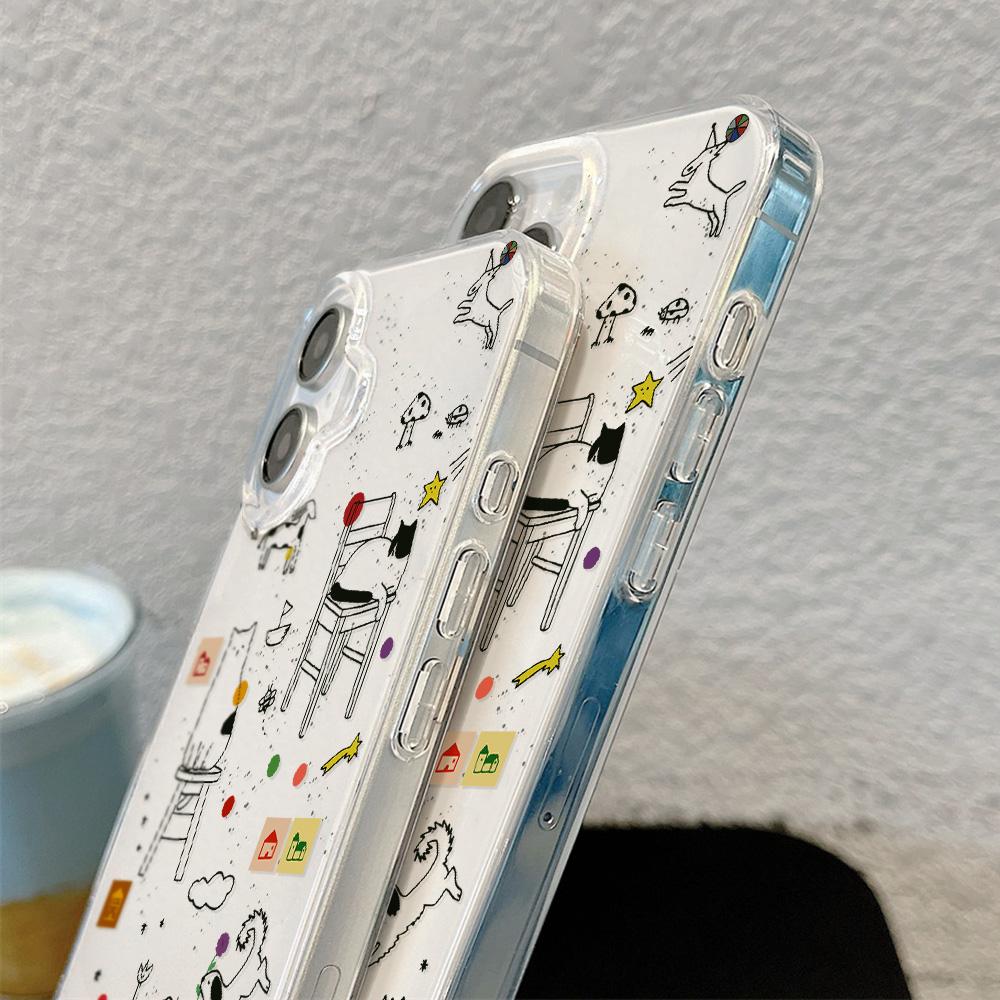 Painted Phone Case for iPhone 12 13 15 16 iPhone 16 12 13 14 15 Pro  14 15 16 Pro Max Coverage Shockproof Anti-Fingerprint Fresh Style Protective Case