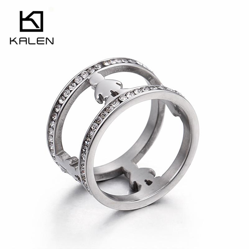 Roman Numeral Rhinestone Jewelry Stainless Steel Girl Pattern Charm Ring Ladies Mom Holiday Gift Size6-9