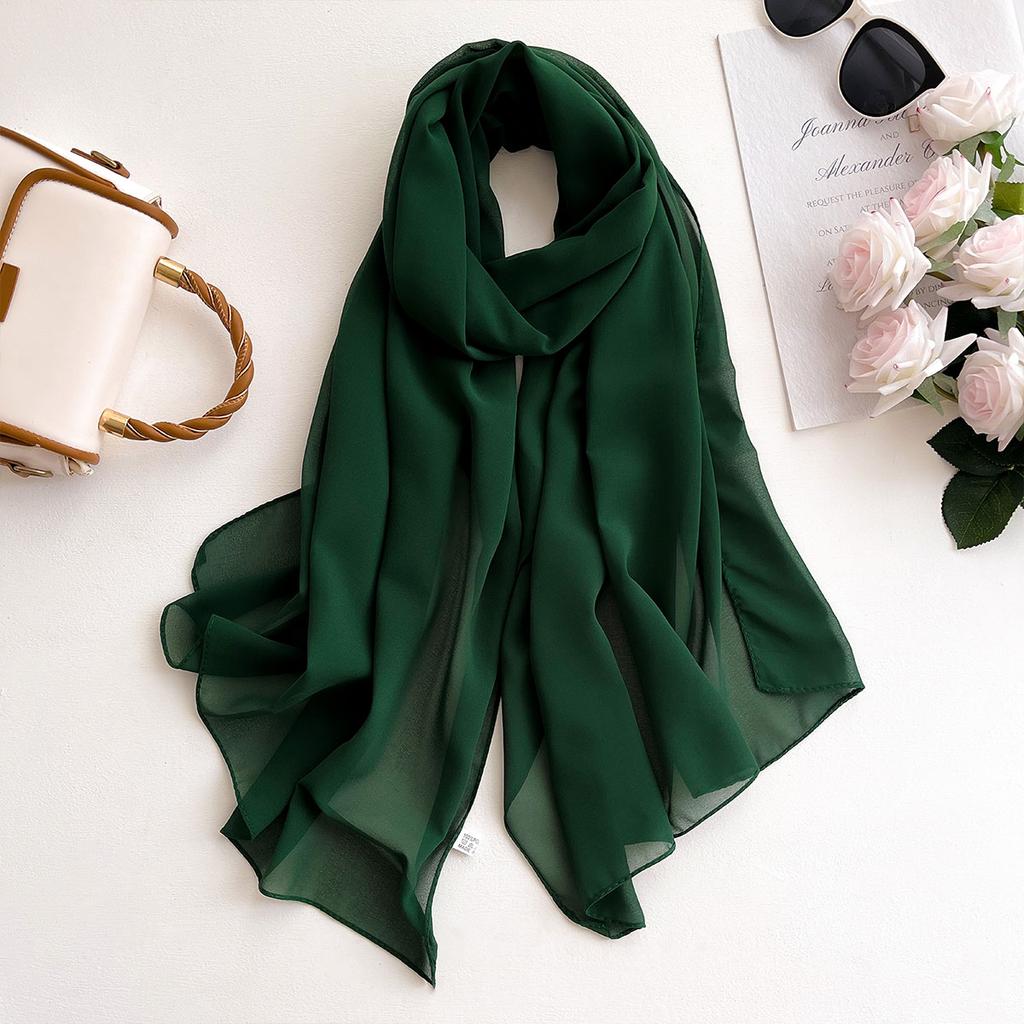 2025 New Elegant Modest Women Bubble Chiffon Solid Color Muslim Head Scarf Ladies Shawl and Wrap Female Foulard Hijab Stoles