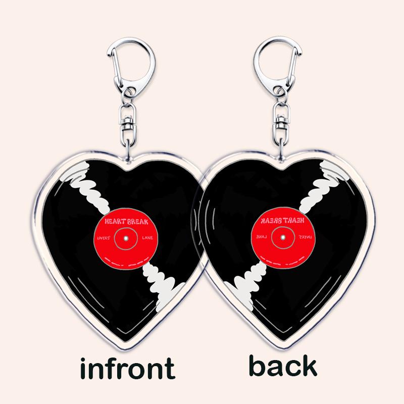 Aesthetic Indie Red Record Music Keychains for Women Accessories Bag Retro Vinyl Label Player Key Chain Fans Gifts Keyrings