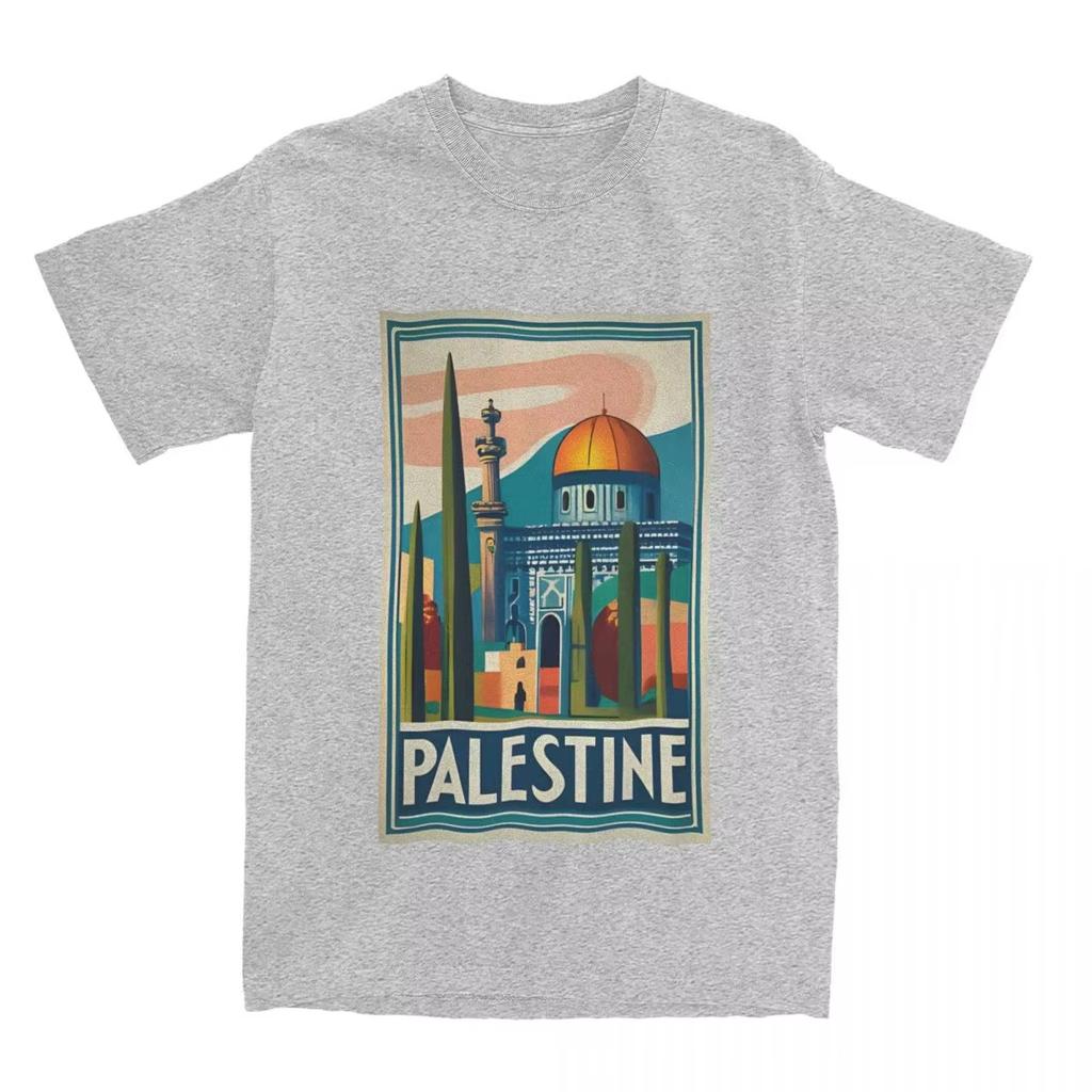 2025 Summer Couple T-Shirt Vintage Palestine Jerusalem Peace T Shirts Leisure Summer Tees Aesthetic Print Cotton Tops Gift Idea