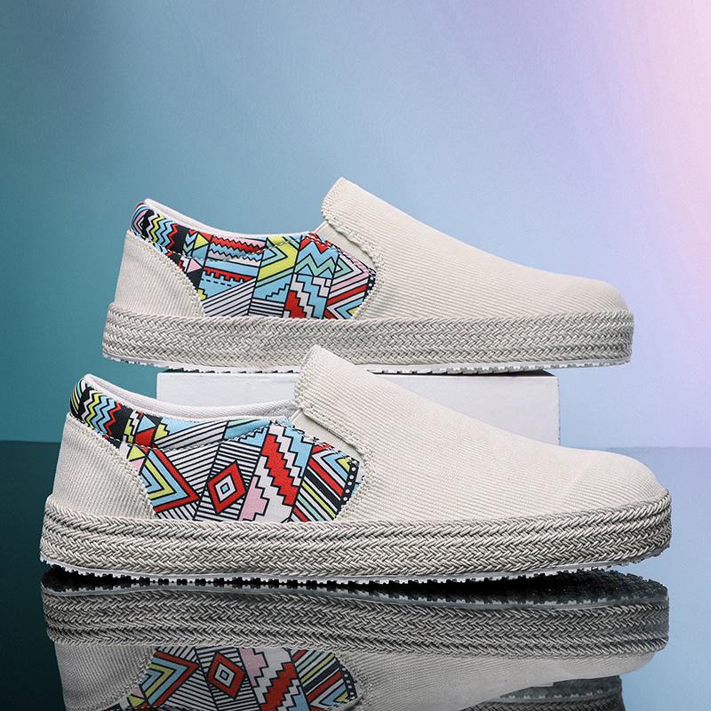 Retro Breathable Linen Straw Woven Bottom Men S Shoes 2022 Summer Newest Men Casual Shoes Comfortable Lazy Slip-On Slip-On Shoes 44 41