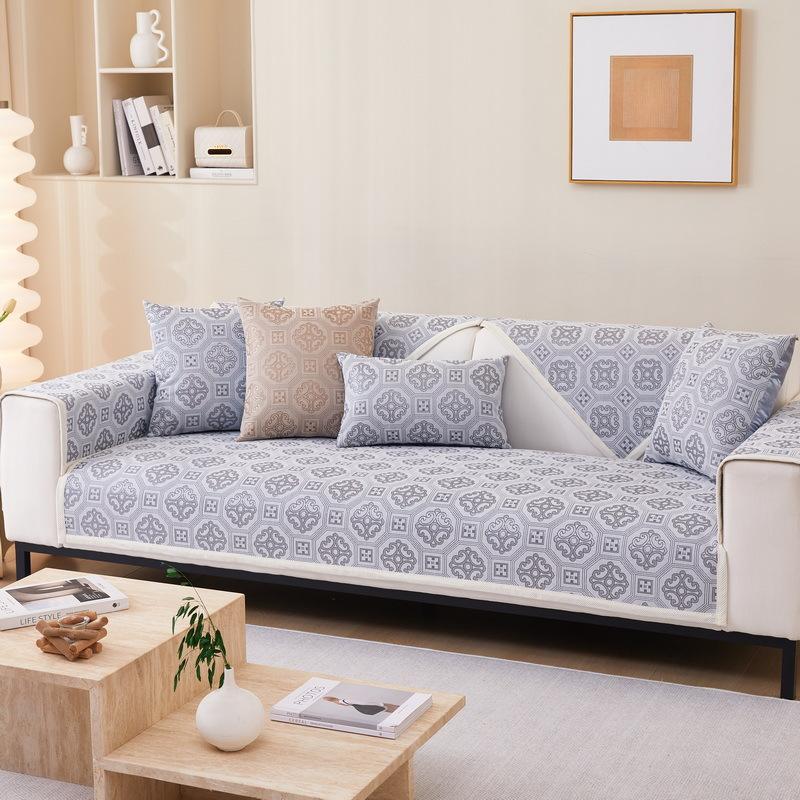 Simple Jacquard Sofa Cushion Four Seasons Universal Chenille Fabric Anti-slip Full Cotton Sitting Pad Modern Sofa Cover Home