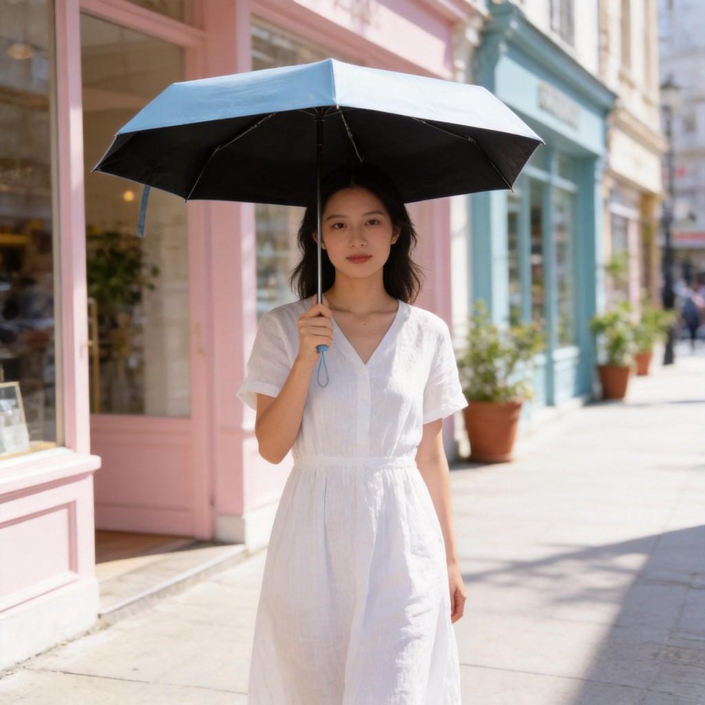 Solar Umbrella With Upf50 Ultraviolet Protection For Adults Compact Portable Sunshade