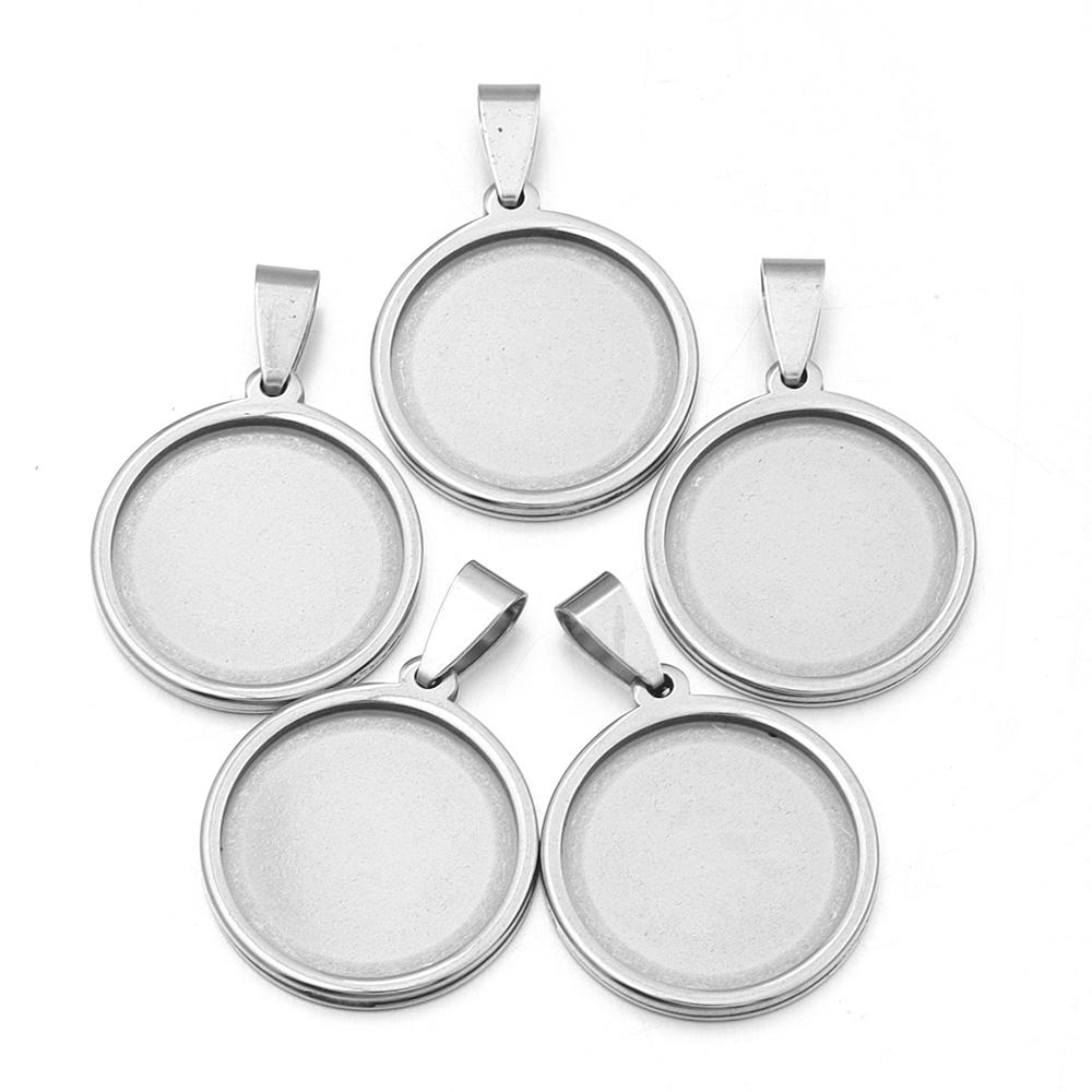 

5pcs Stainless Steel Round Cabochon Base 18 20 25 30 35 40mm Inner Size Setting Tray Blank Charm For Jewelry Making DIY Supplies