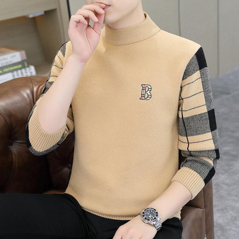 Hot Sale Winter New Fashion Thickened Semi-Turtleneck Men's Knitwear Thread