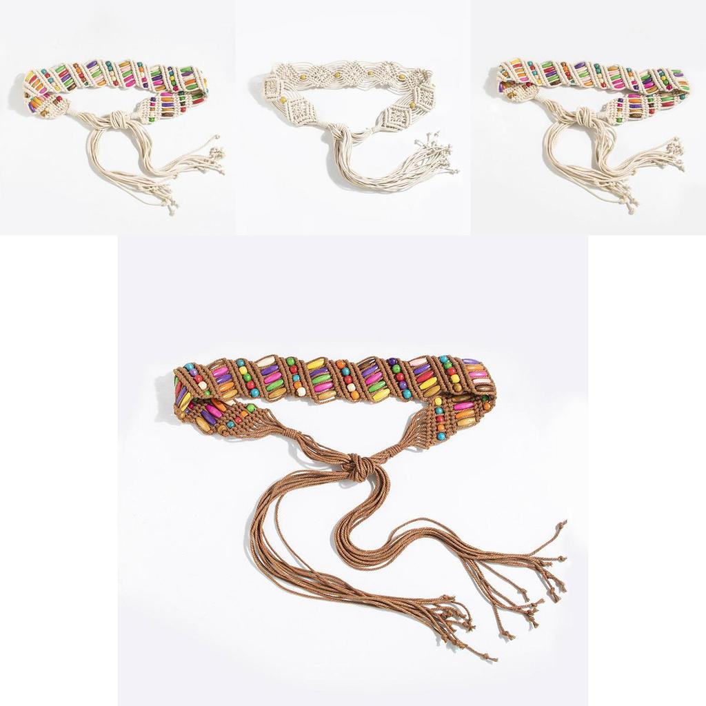 Bohemian Vintage Waist Belt With Handcrafted Beadwork For Retro Resort Outfits Women