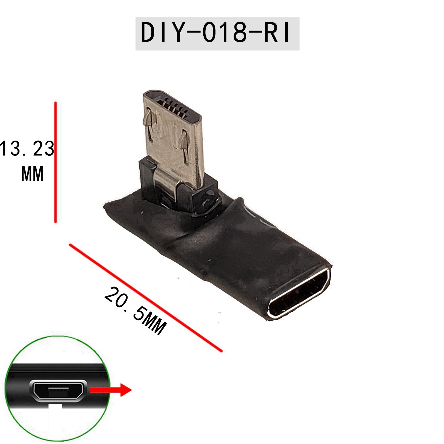

Кутовий лівий адаптер Mini/Micro USB UP/DO/LE/RI Типу A (тато) на Micro USB B (мама) 90 градусів
