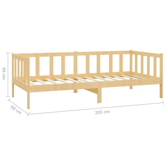 VidaXL Lit de repos avec matelas 90x200 cm Bois de pin massif 3083619