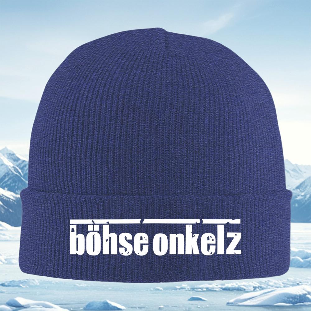 Böhse Onkelzbold white letters Men Women Unisex Knitted Hat Beanie Pullover Cap Winter Thermal Warm Christmas Outdoor Cycling H