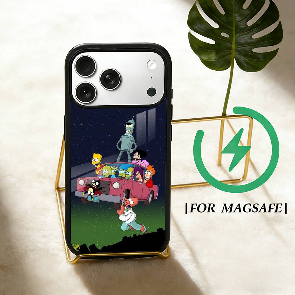 Cartoon F-Futurama wallpaper Phone Case For iPhone 17 16 15 14 13 12  Pro Max Plus for Magsafe Mirror Wireless Magnetic Cover