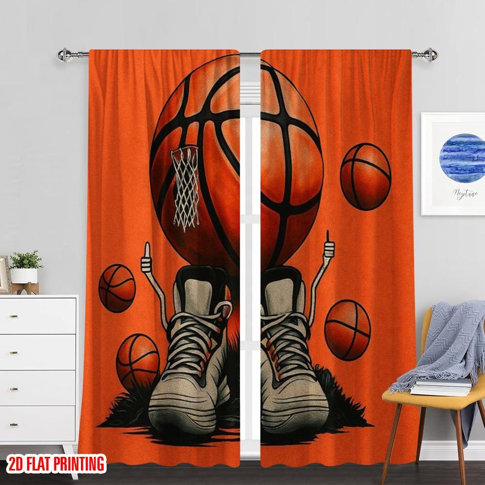 Tessuto per Tende con Stampa di Aerei, Scarpe da Ginnastica da Basket, Versatile, Senza Asta, Festivo, Perfetto per Studio, Soggiorno, Tende Set di 2, Poliestere, Decorazione