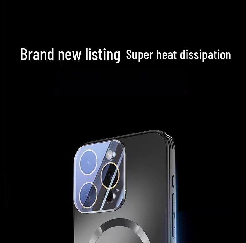 Magnetic Cooling Strap Lens Film Phone Case for iPhone 17 Pro Max - Drop-Proof, 16 Plus Compatible