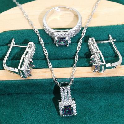 Mode Nytt Smycke Europa och USA Het Anti-allergi Zirkon Halsband Örhänge Ring