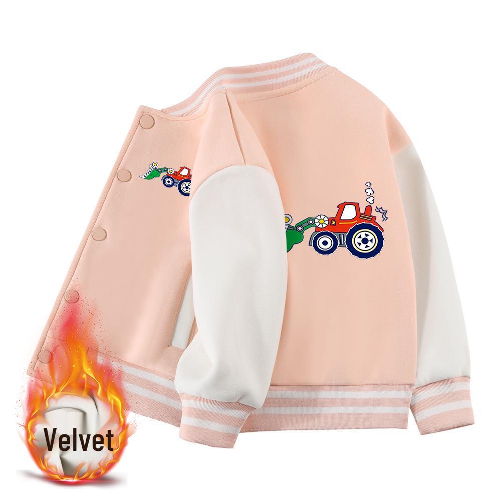 Children's Versatile Baseball Jacket - Spring & Autumn Velvet Cardigan for Boys