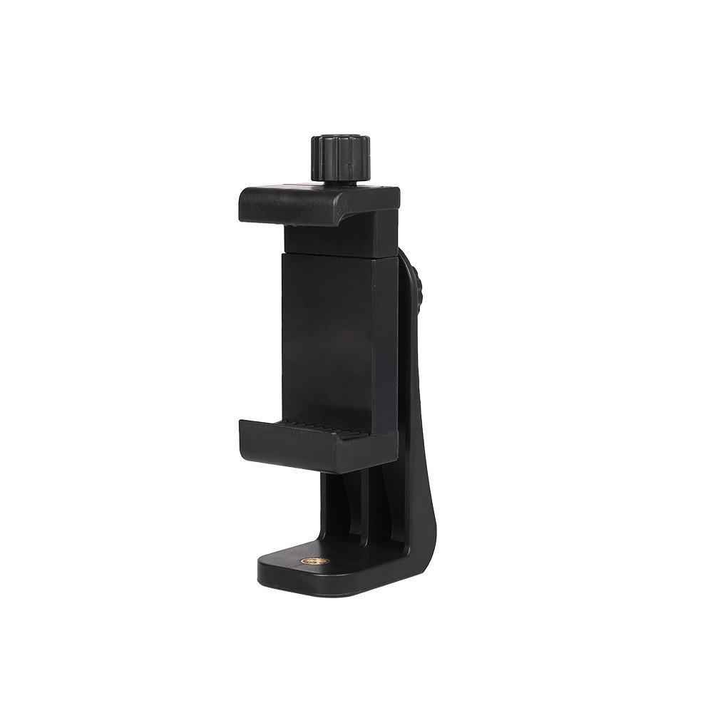360° Rotatable Phone Holder with Dual Cold Shoe and Folding Clip for Desktop Live Streaming