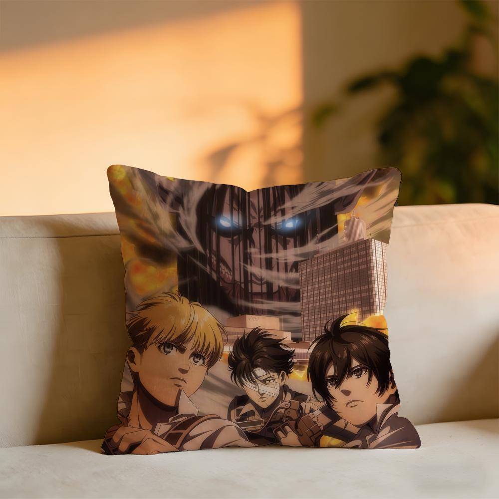 Attack on Titan Kissenbezug Gemütliches Samt-Kissen Weiches Warmes Kissen für Sofa Bett